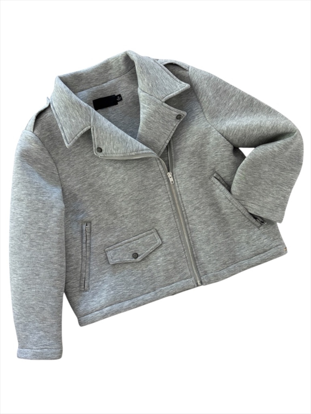 Line & Dot "Lighter than Air" Neoprene Moto Biker Jacket - Gray Size M